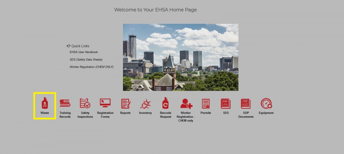 Click on “Waste” icon (Dashboard)