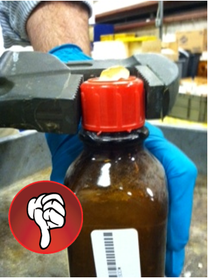 over tightening chemical bottle